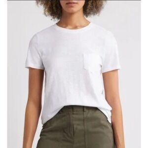 Caslon White Short Sleeve Pocket Tee